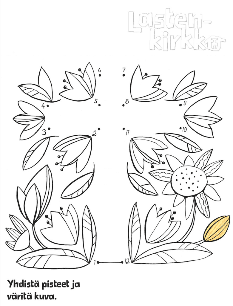 Kukkia ja pisteiden yhdistämistä.