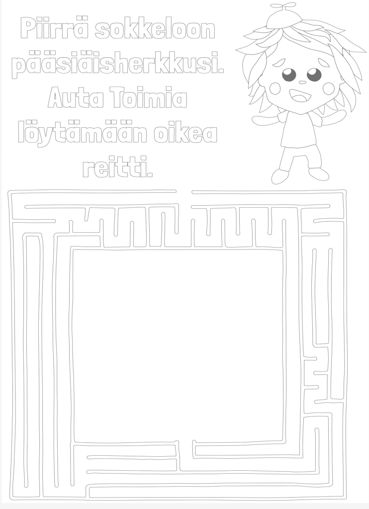 Sokkelon väritystehtävä pääsiäiseksi.