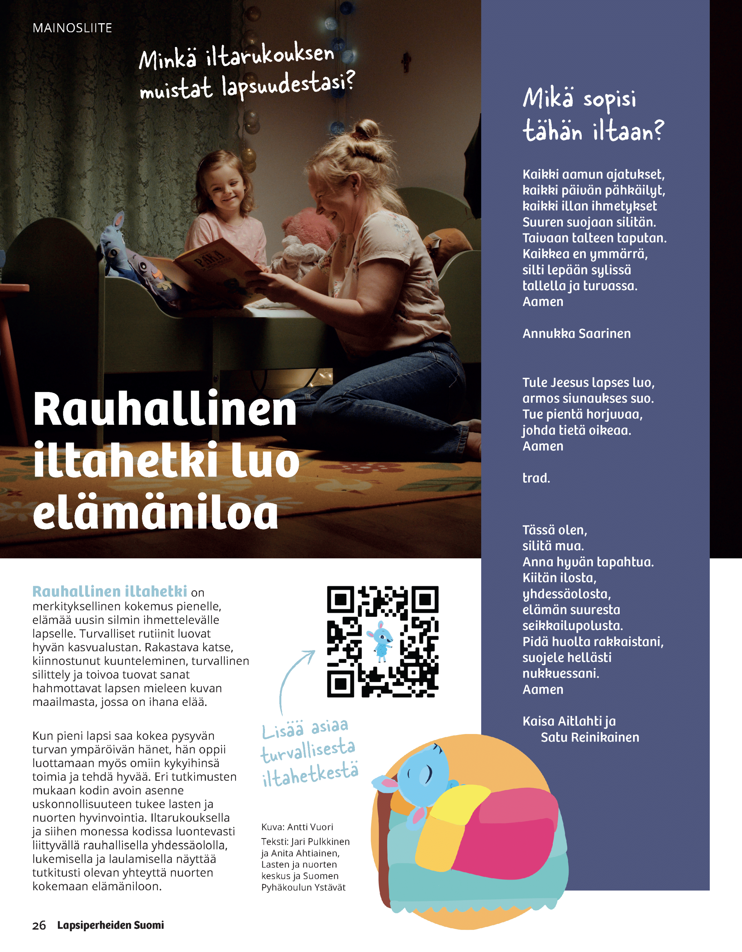 Rauhallinen iltahetki tuo iloa